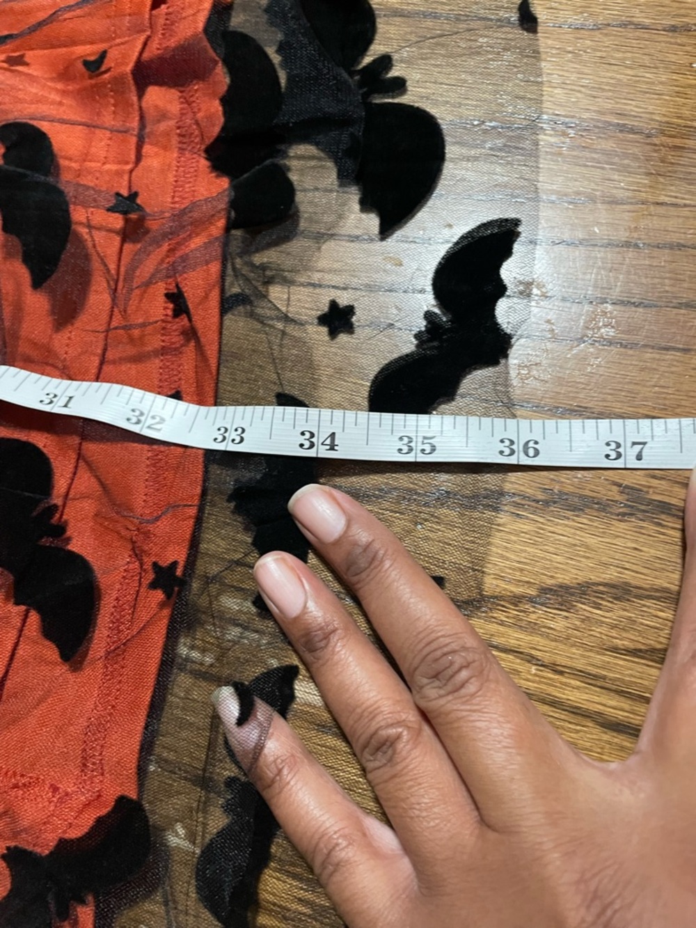 Orange black sz large Midi Tulle Skirt with Black Motif bat theme fall Halloween - Picture 7 of 7